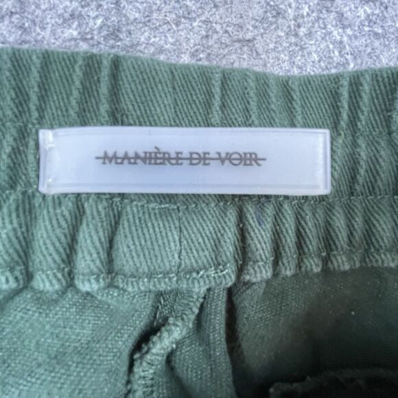 Maniere De Voir Jeans Mens Medium Green Cargo Pants Drawstring Outdoors Earthy - Picture 4 of 10